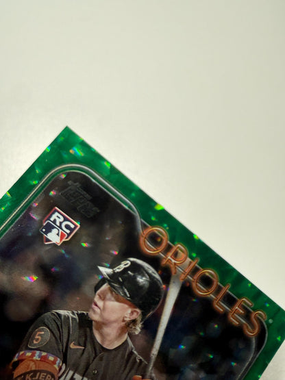 Heston Kjerstand 2024 Topps Series 2 Green Crackle Foil RC /499 #349 Orioles