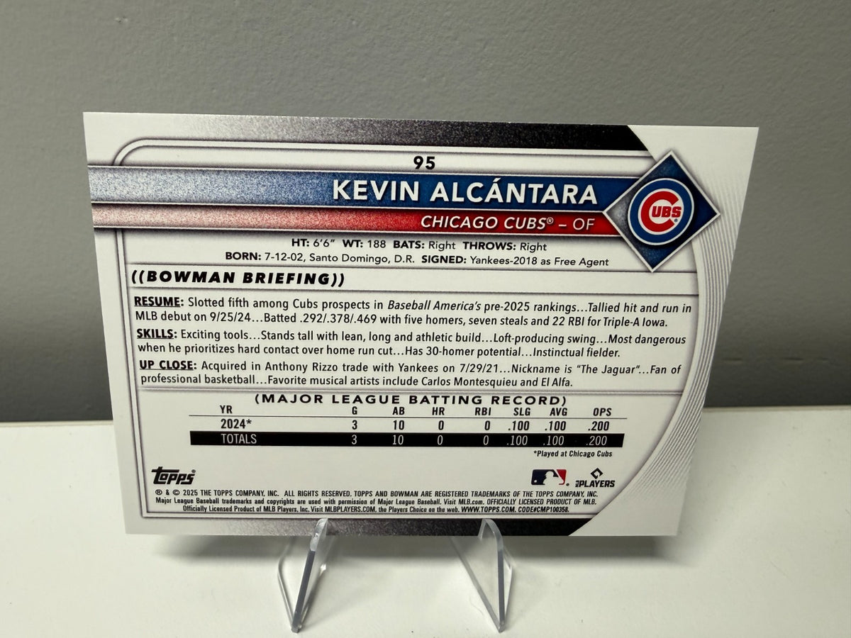 Kevin Alcantara 2025 Bowman Sky Blue RC /499 #95 Cubs
