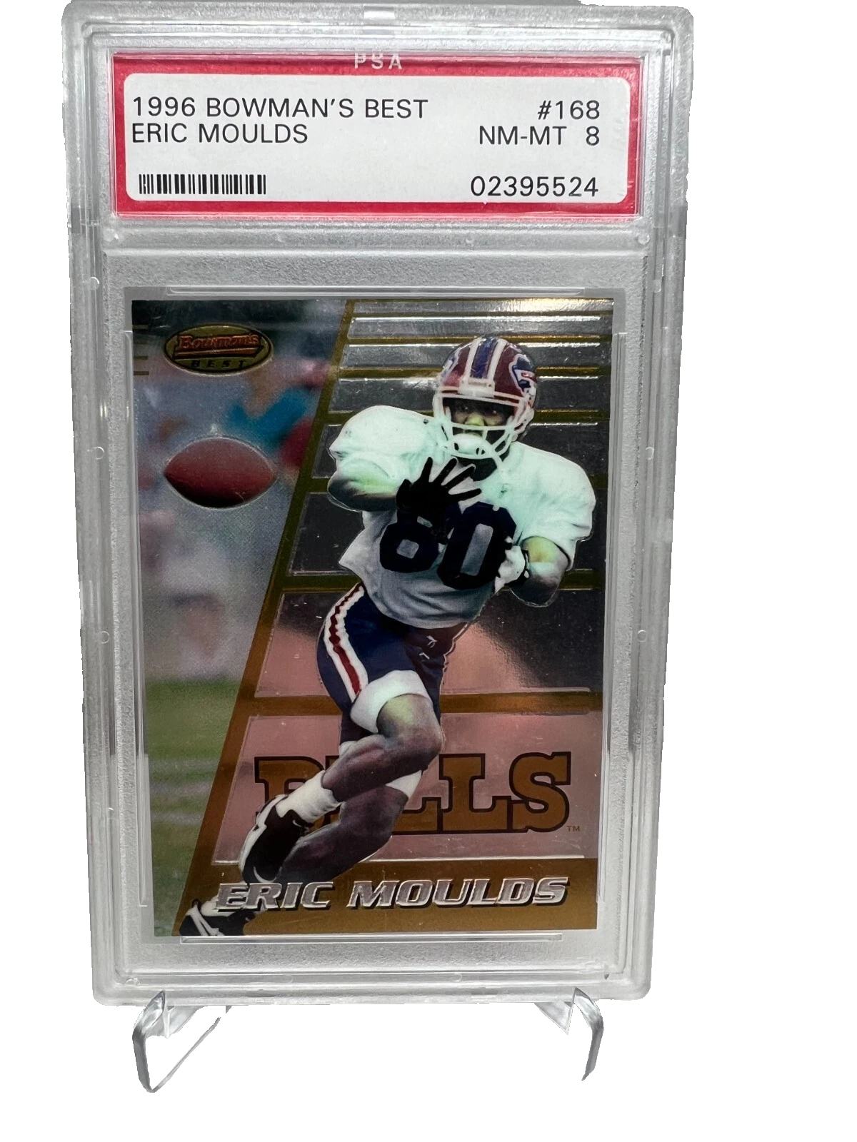 Eric Moulds 1996 Bowman's Best Rookie Card Buffalo Bills #168 PSA 8 NM-MINT