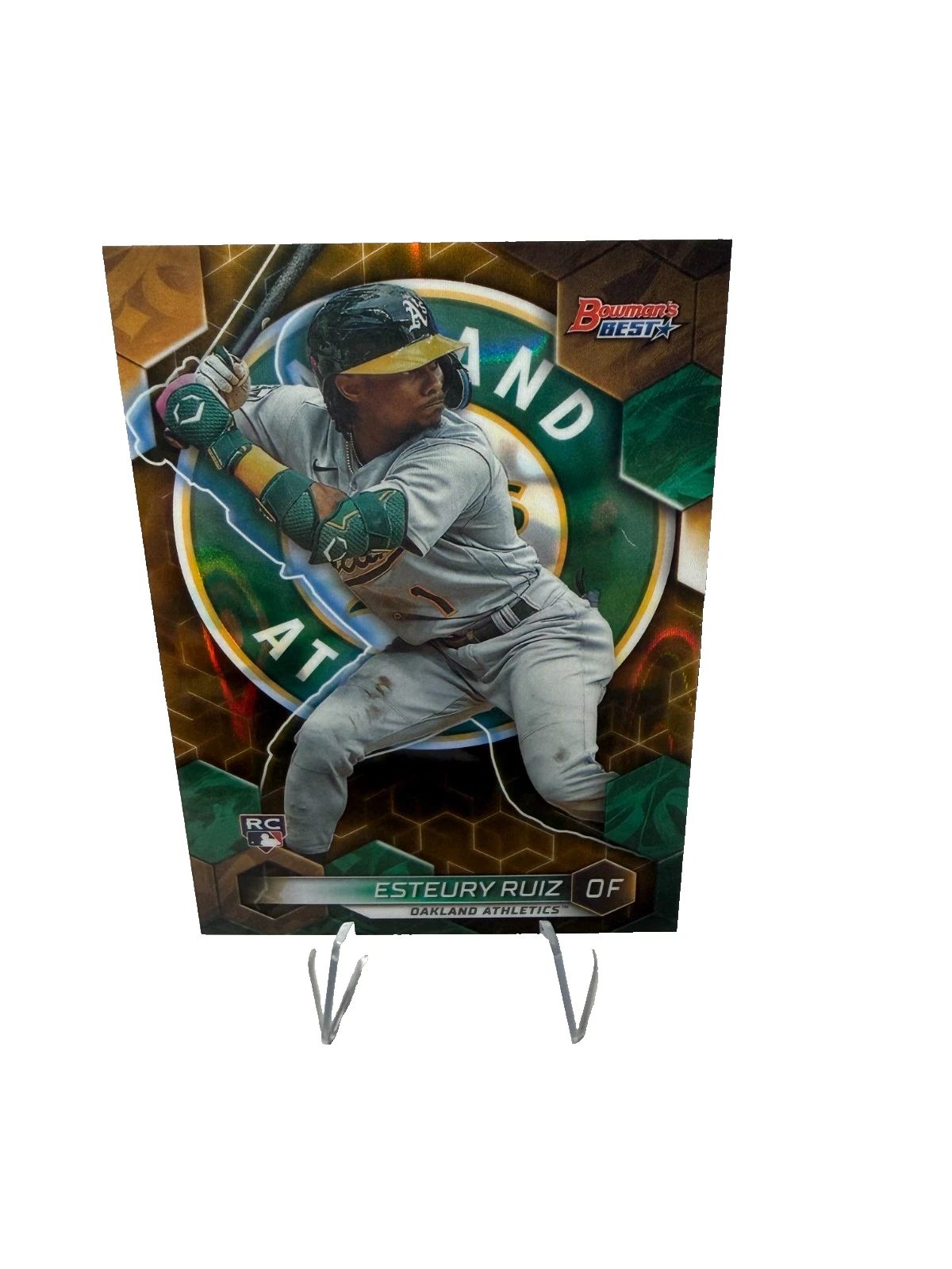 Esteury Ruiz 2023 Bowman's Best Gold Lava Refractor RC /75 #14 Athletics
