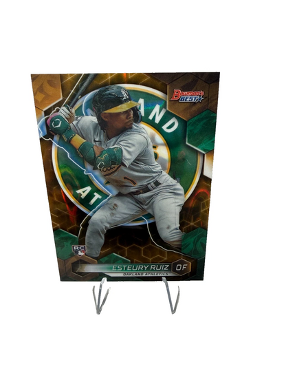 Esteury Ruiz 2023 Bowman's Best Gold Lava Refractor RC /75 #14 Athletics