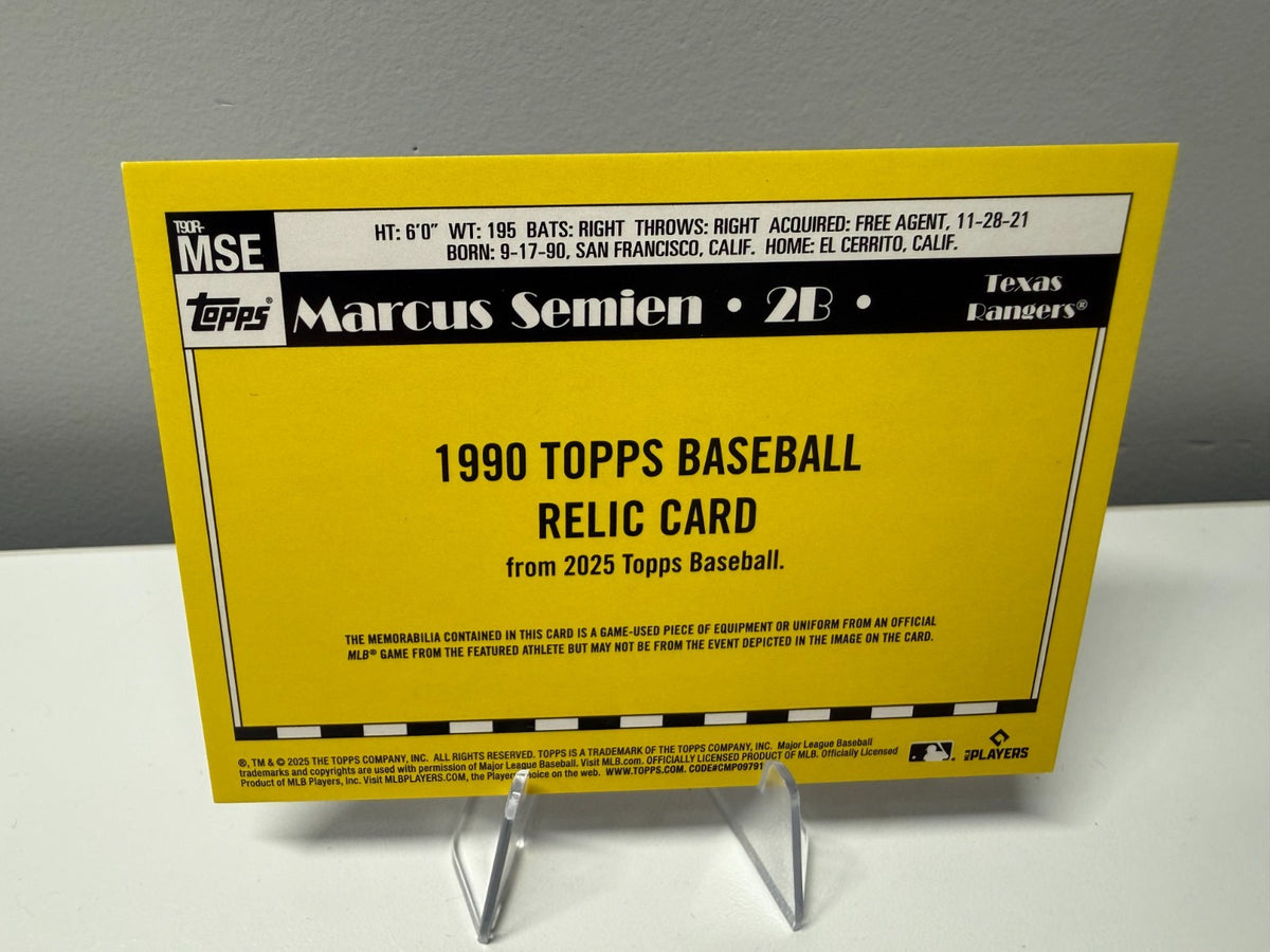 Marcus Semien 2025 Topps 1990 35th Anniversary Relic #T90R-MSE Rangers