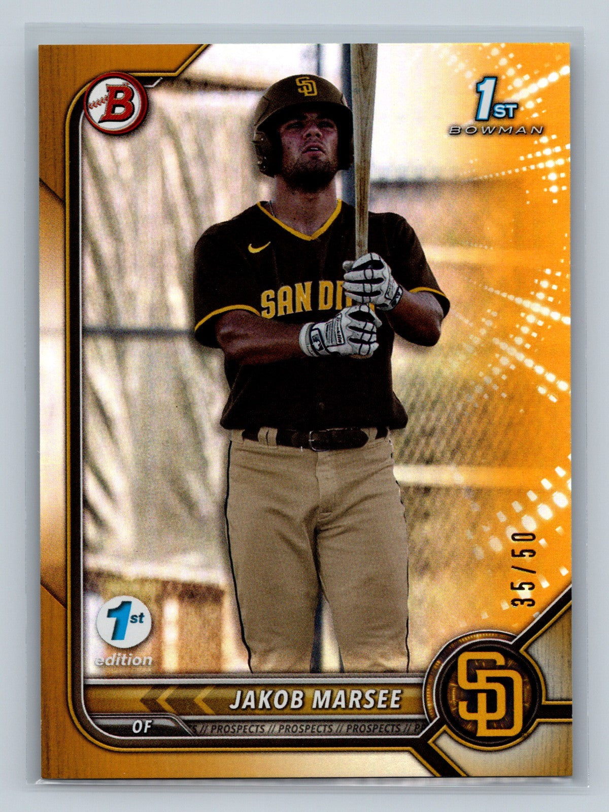 Jakob Marsee 2022 Bowman Draft 1st Paper Gold Foil /50 #BD-73 Padres