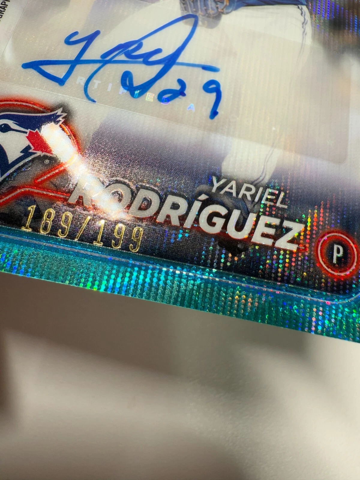 Yariel Rodriguez 2024 Topps Chrome Update Aqua Wave Auto RC /199 #AC-YR Blue Jay