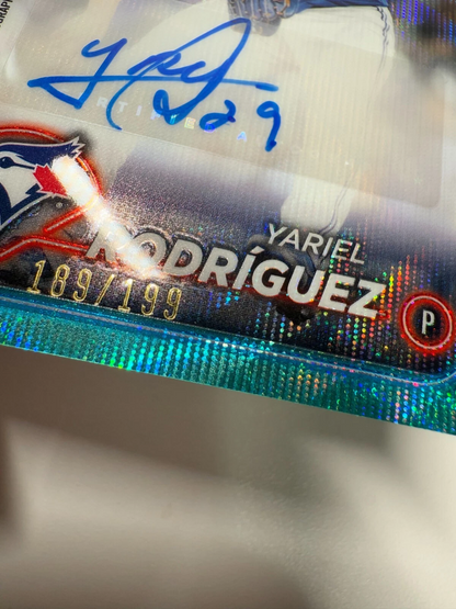 Yariel Rodriguez 2024 Topps Chrome Update Aqua Wave Auto RC /199 #AC-YR Blue Jay