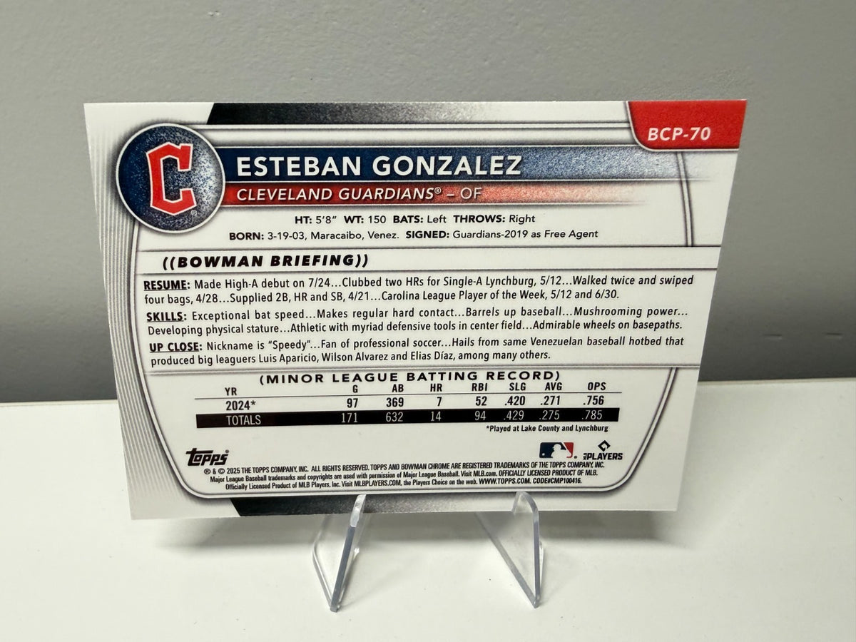 Esteban Gonzalez 2025 Bowman Chrome 1st Wave Refractor /350 #BCP-70 Guardians