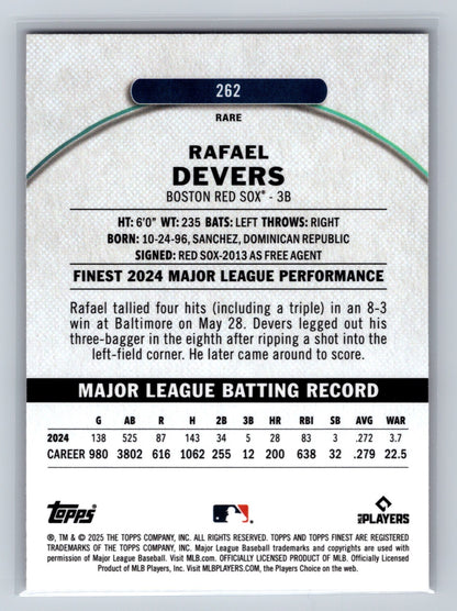 Rafael Devers 2025 Topps Finest Rare Magenta Refractor /200 #262 Red Sox