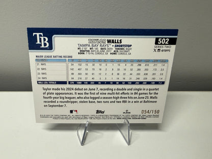 Taylor Walls 2025 Topps Series 2 Blue Foil /150 #502 Rays
