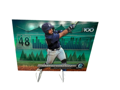 Gabriel Gonzalez 2024 Bowman Scouts Top 100 Aqua Refractor /125 #BTP-48 Mariners
