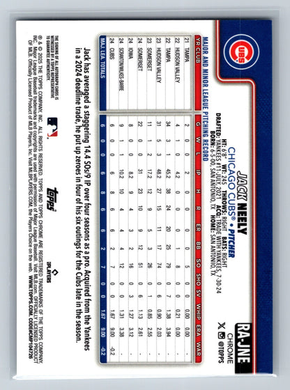 Jack Neely 2025 Topps Chrome Auto RC #RA-JNE Cubs