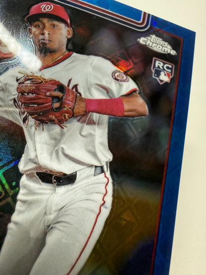Darren Baker 2025 Topps Chrome Blue Logofractor RC /150 #231 Nationals