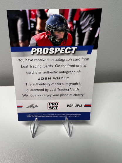 Josh Whyle 2022 Leaf Pro Set Prospect Rookie Auto #PSPJW2