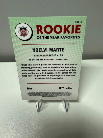 Noelvi Marte 2024 Bowman Chrome Rookie of The Year Favorites Gold Refractor /50