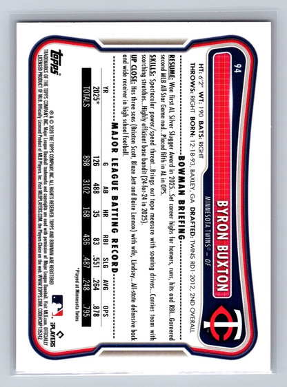 Byron Buxton 2026 Bowman Pink /175 #94 Twins