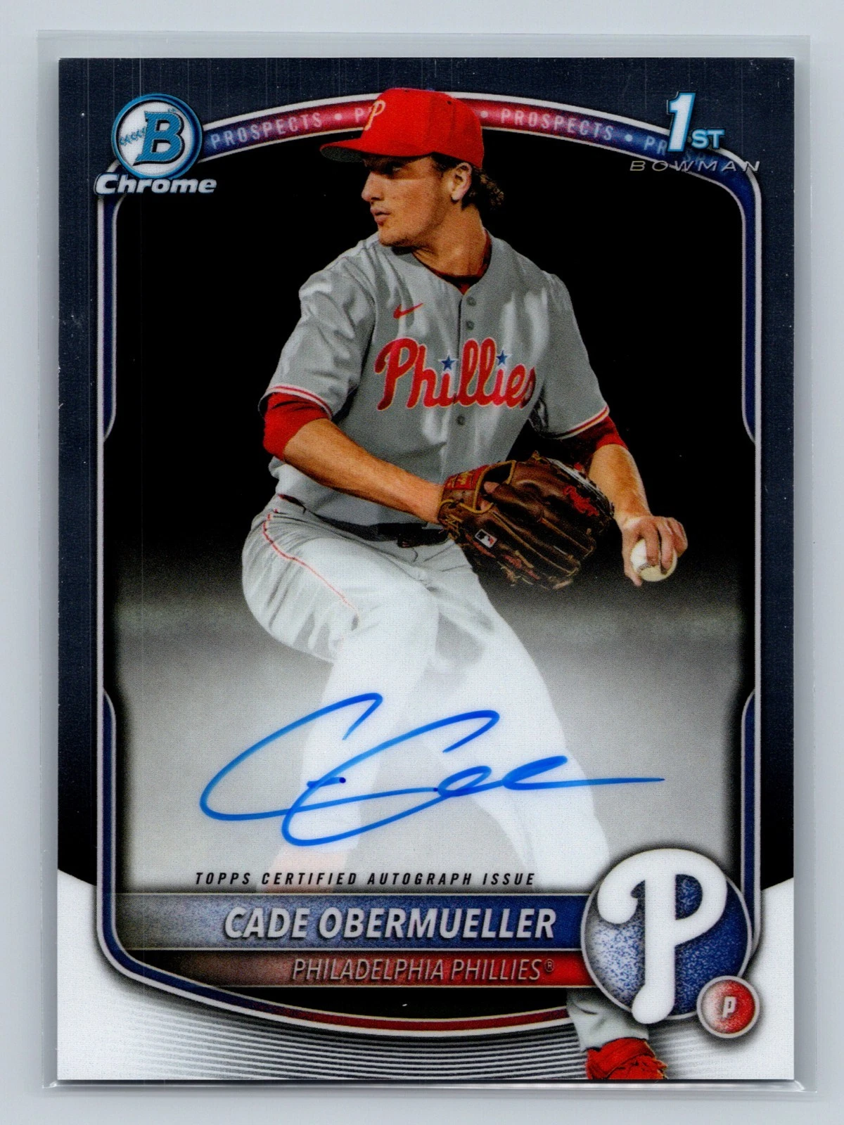 Cade Obermueller 2025 Bowman Draft Chrome 1st Auto #CPA-CO Phillies
