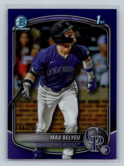 Max Belyeu 2025 Bowman Draft Chrome 1st Purple Refractor /250 #BDC-5 Rockies