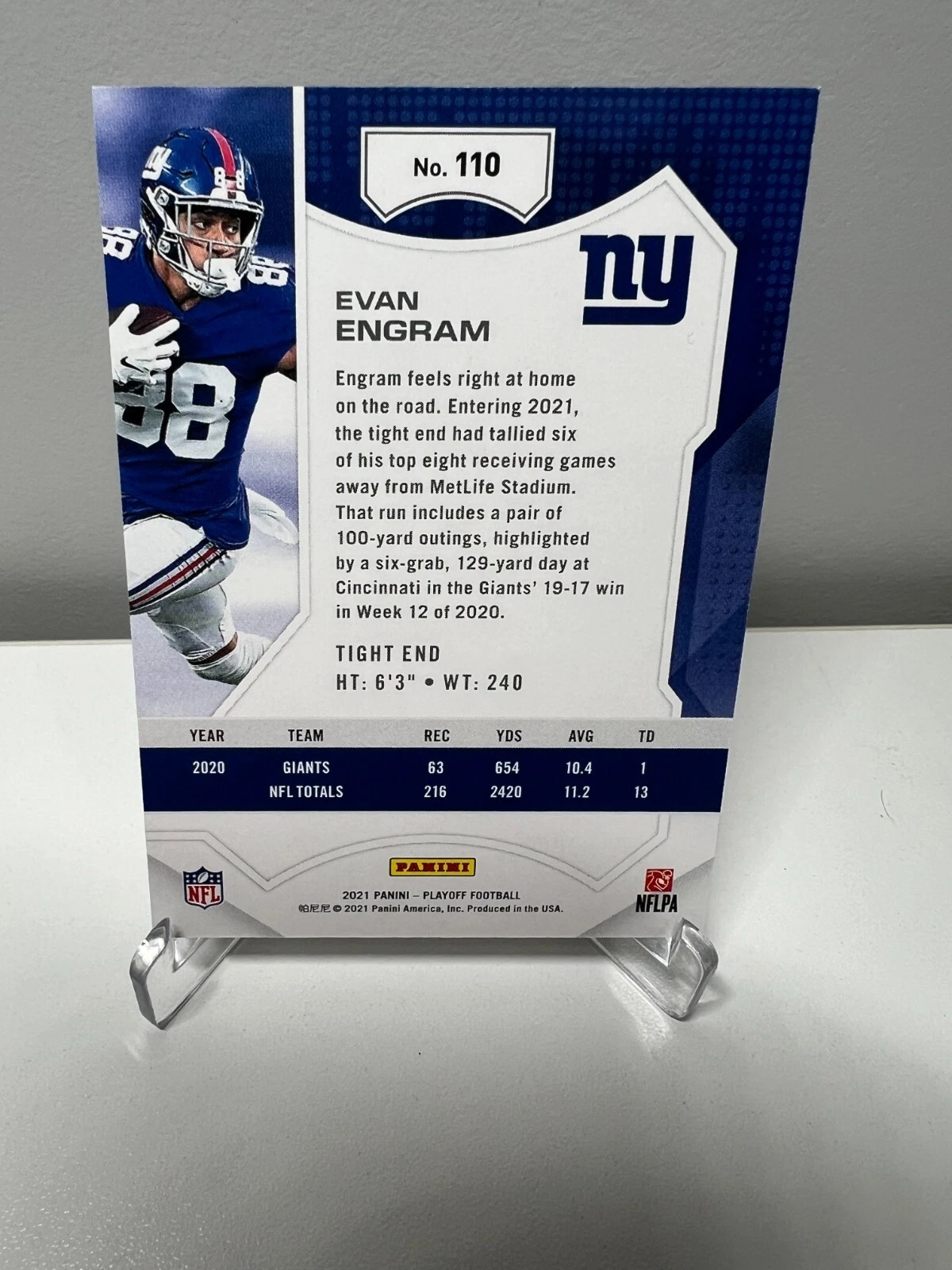 Evan Engram 2021 Panini Playoff 4th Down /25 #110 Giants