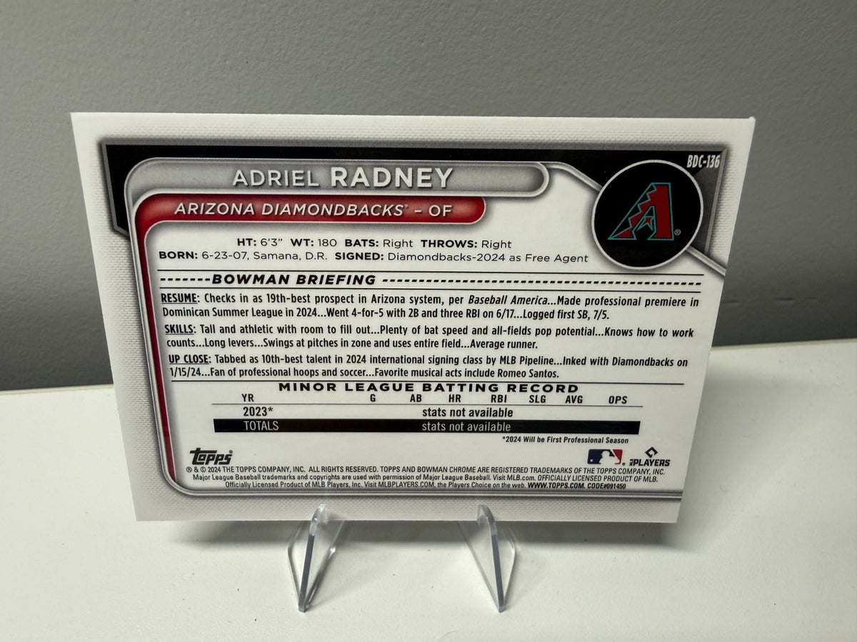 Adriel Radney 2024 Bowman Draft Chrome Steel Metal Refractor /100 #BDC-136