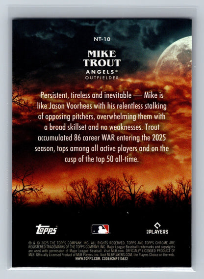 Mike Trout 2025 Topps Chrome Update Night Terrors Insert #NT-10 Angels