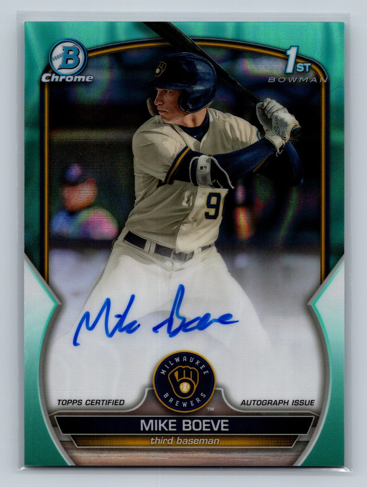 Mike Boeve 2023 Bowman Draft Chrome 1st Aqua Lava Refractor Auto /199 #CDA-MB