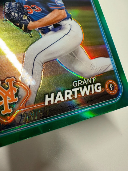 Grant Hartwig 2024 Topps Chrome Green Refractor RC /99 #45 Mets