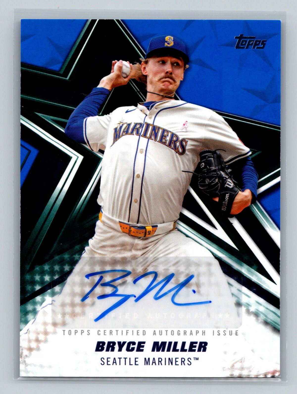 Bryce Miller 2026 Topps Baseball Stars Blue Auto /150 #BSA-BMI Mariners