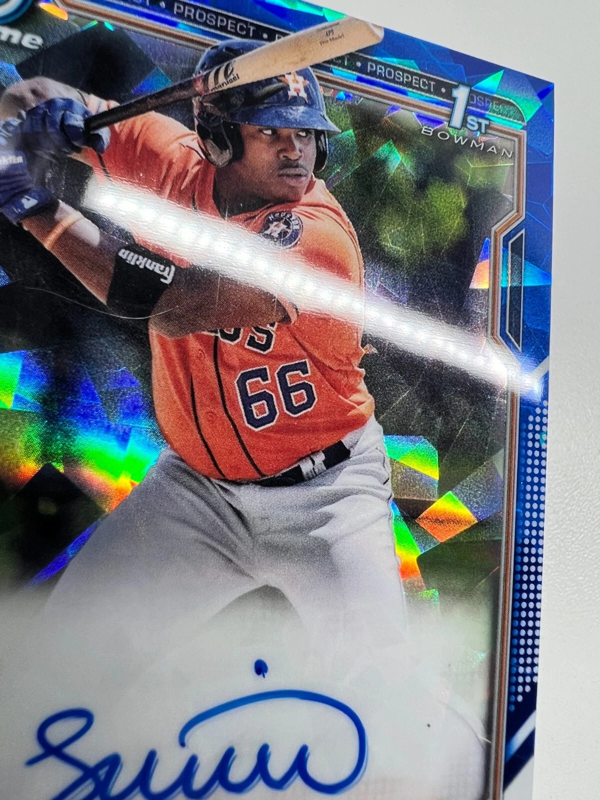 Luis Santana 2021 Bowman Chrome 1st Sapphire Edition Auto #BSPA-LS Astros