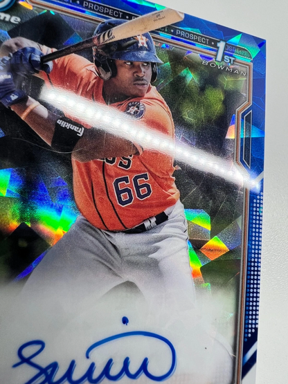 Luis Santana 2021 Bowman Chrome 1st Sapphire Edition Auto #BSPA-LS Astros