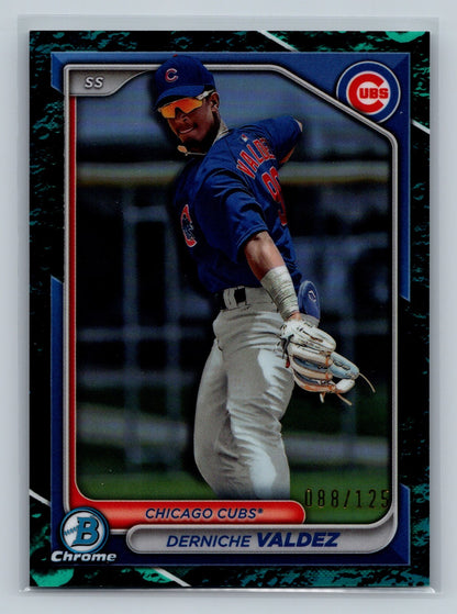 Derniche Valdez 2024 Bowman Chrome Prospects Aqua Lunar Refractor /125 #BCP-7