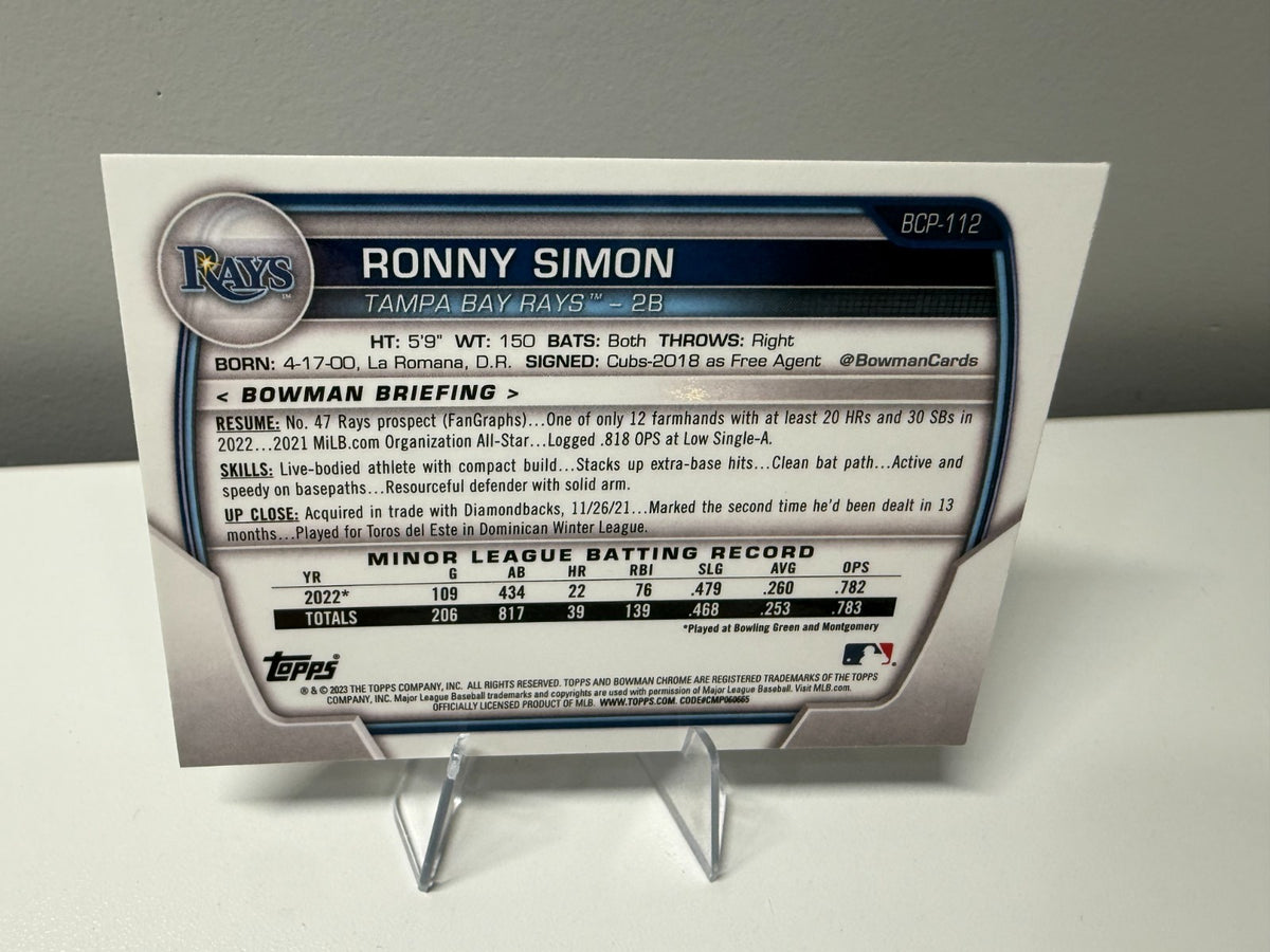 Ronny Simon 2023 Bowman Chrome 1st Atomic Refractor #BCP-112 Rays