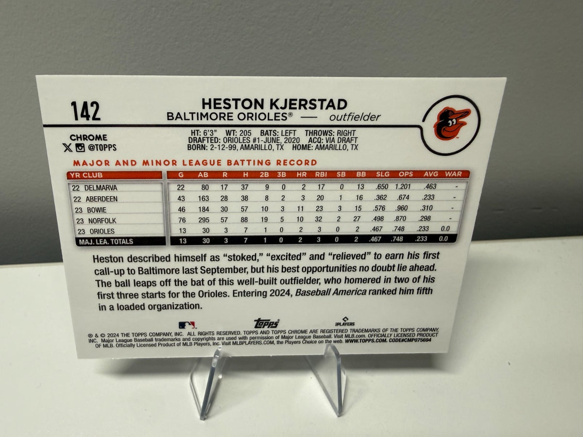 Heston Kjerstad 2024 Topps Chrome Purple Refractor RC /250 #142 Orioles