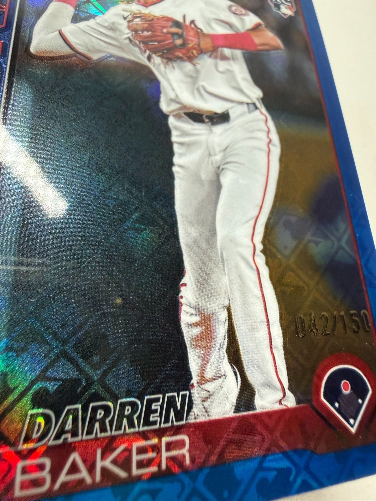 Darren Baker 2025 Topps Chrome Blue Logofractor RC /150 #231 Nationals