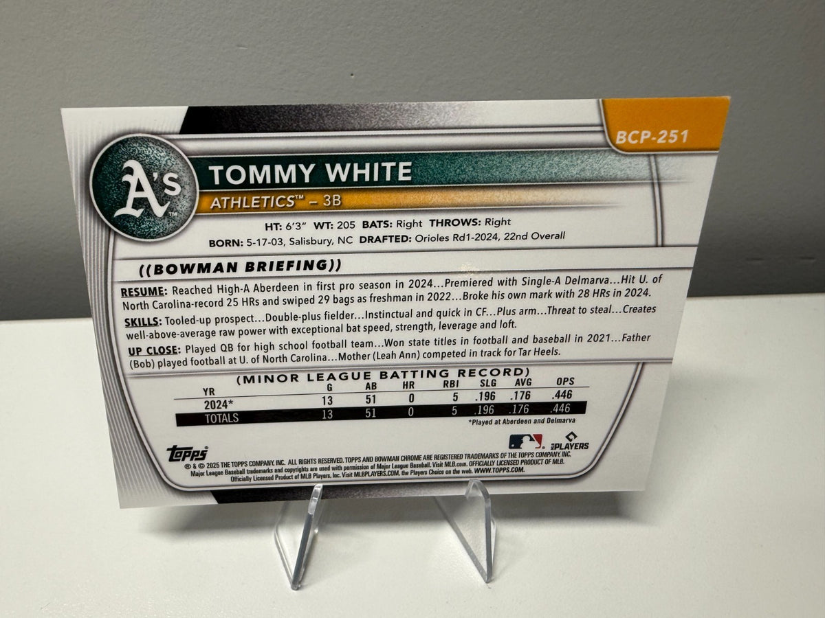 Tommy White 2025 Bowman Chrome 1st Black Mojo Refractor /10 #BCP-251 Athletics
