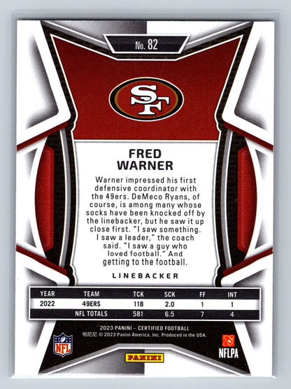 Fred Warner 2023 Panini Certified Mirror Bronze /275 #82 49ERS