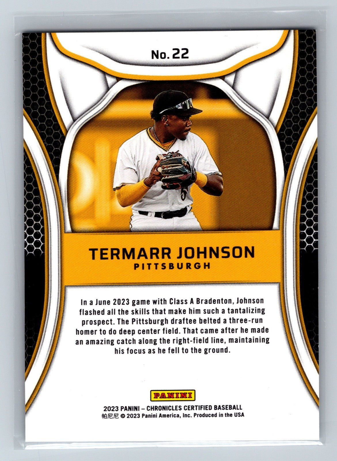 Termarr Johnson 2023 Panini Chronicles Certified Red /199 #22 Pittsburgh