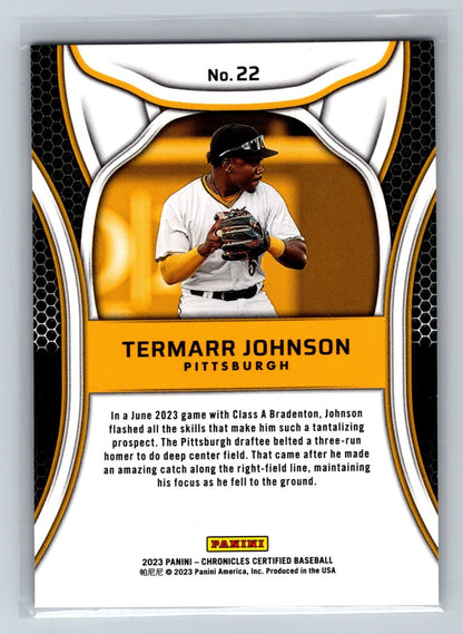 Termarr Johnson 2023 Panini Chronicles Certified Red /199 #22 Pittsburgh