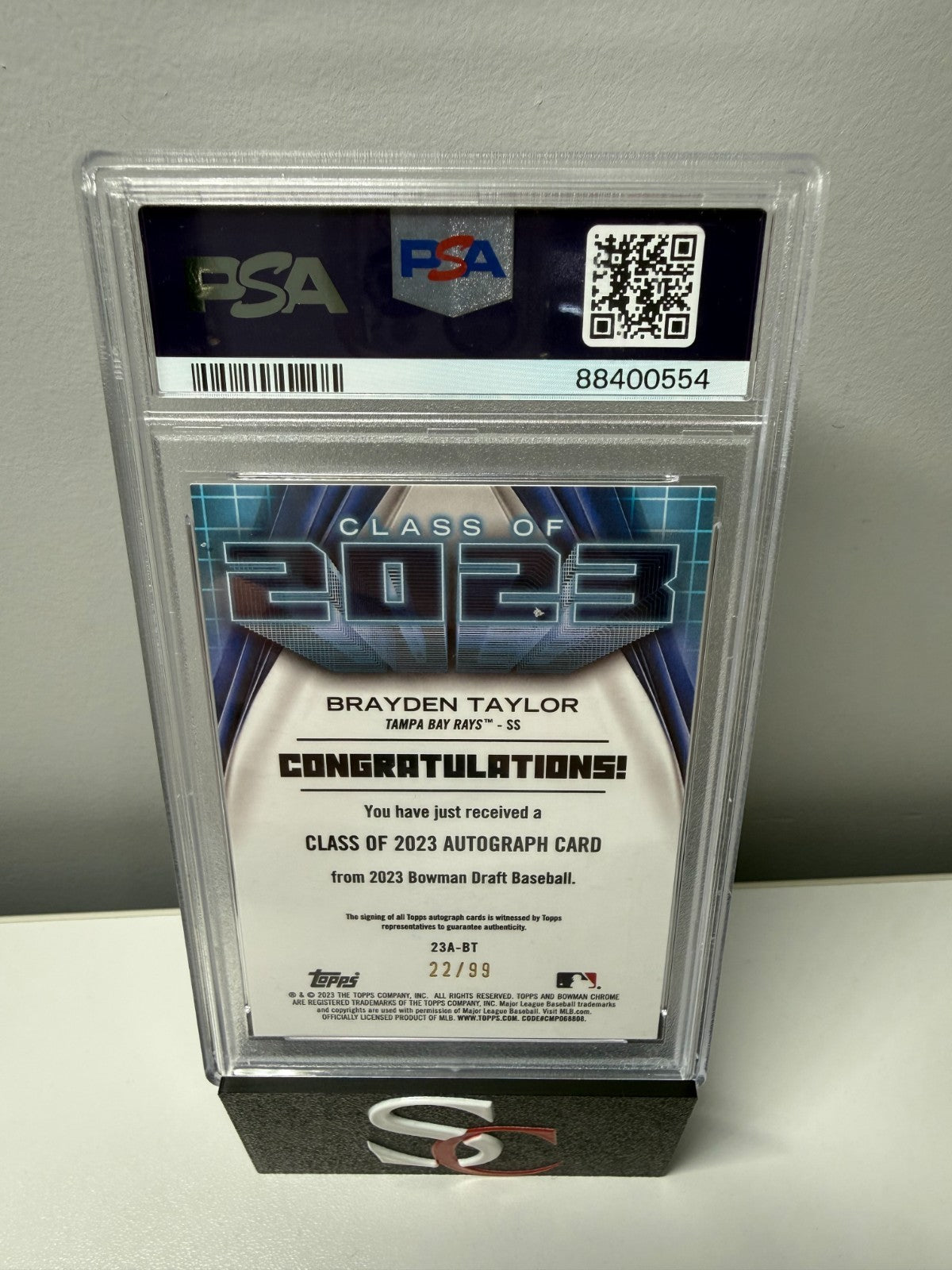Brayden Taylor 2023 Bowman Draft Class of 2023 Green Refractor Auto /99 PSA 10
