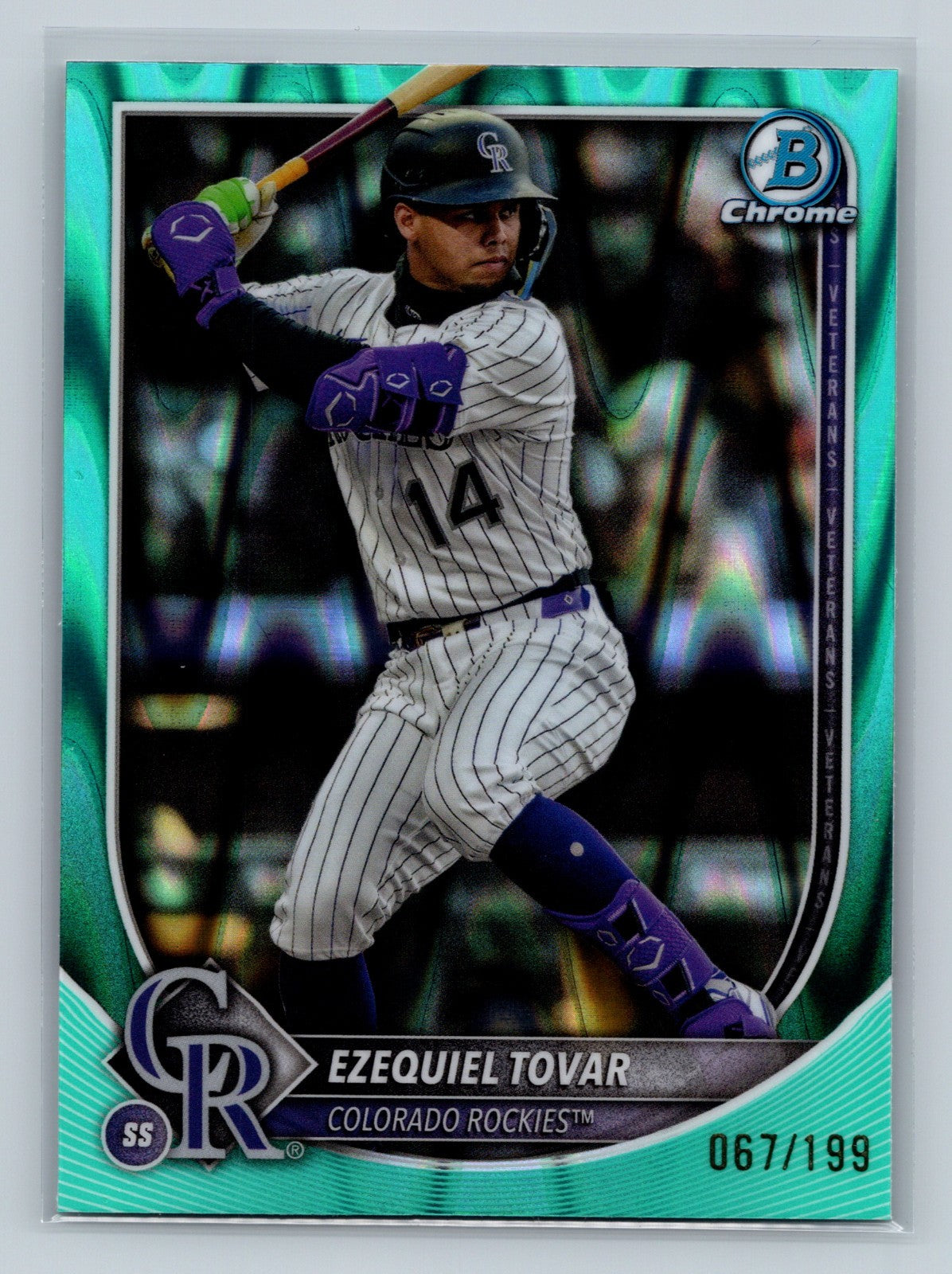 Ezequiel Tovar 2025 Bowman Chrome Aqua RayWave Refractor /199 #87 Rockies