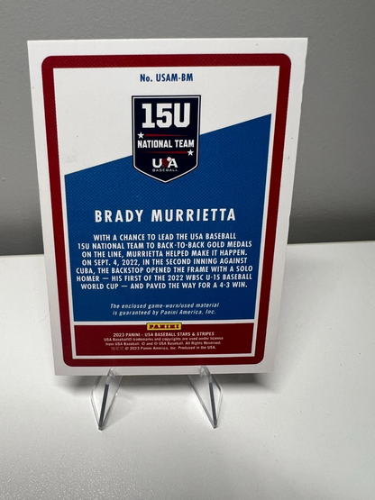 2023 Panini Brady Murrietta USA Baseball Stars & Stripes Material /250 #USAM-BM