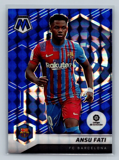 Ansu Fati 2021-22 Panini Mosaic La Liga Blue Mosaic Prizm /99 #42 Barcelona