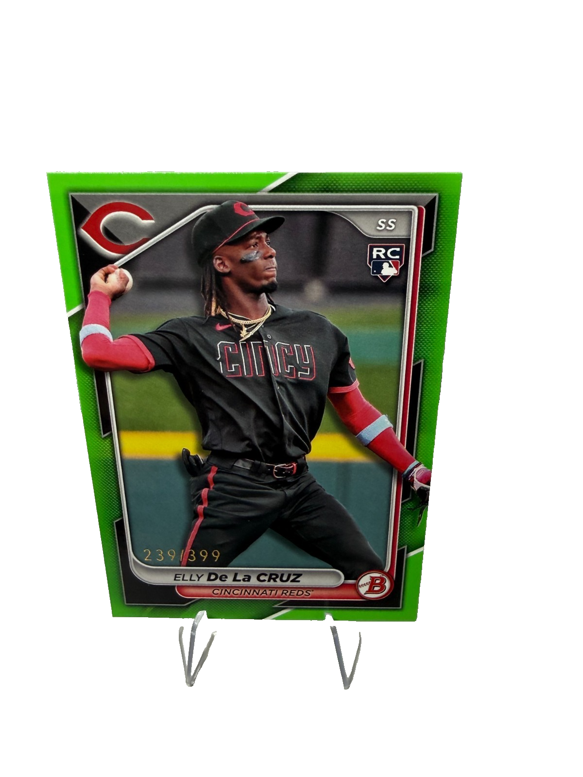 Elly De La Cruz 2024 Bowman Paper Neon Green RC /399 #22 Reds