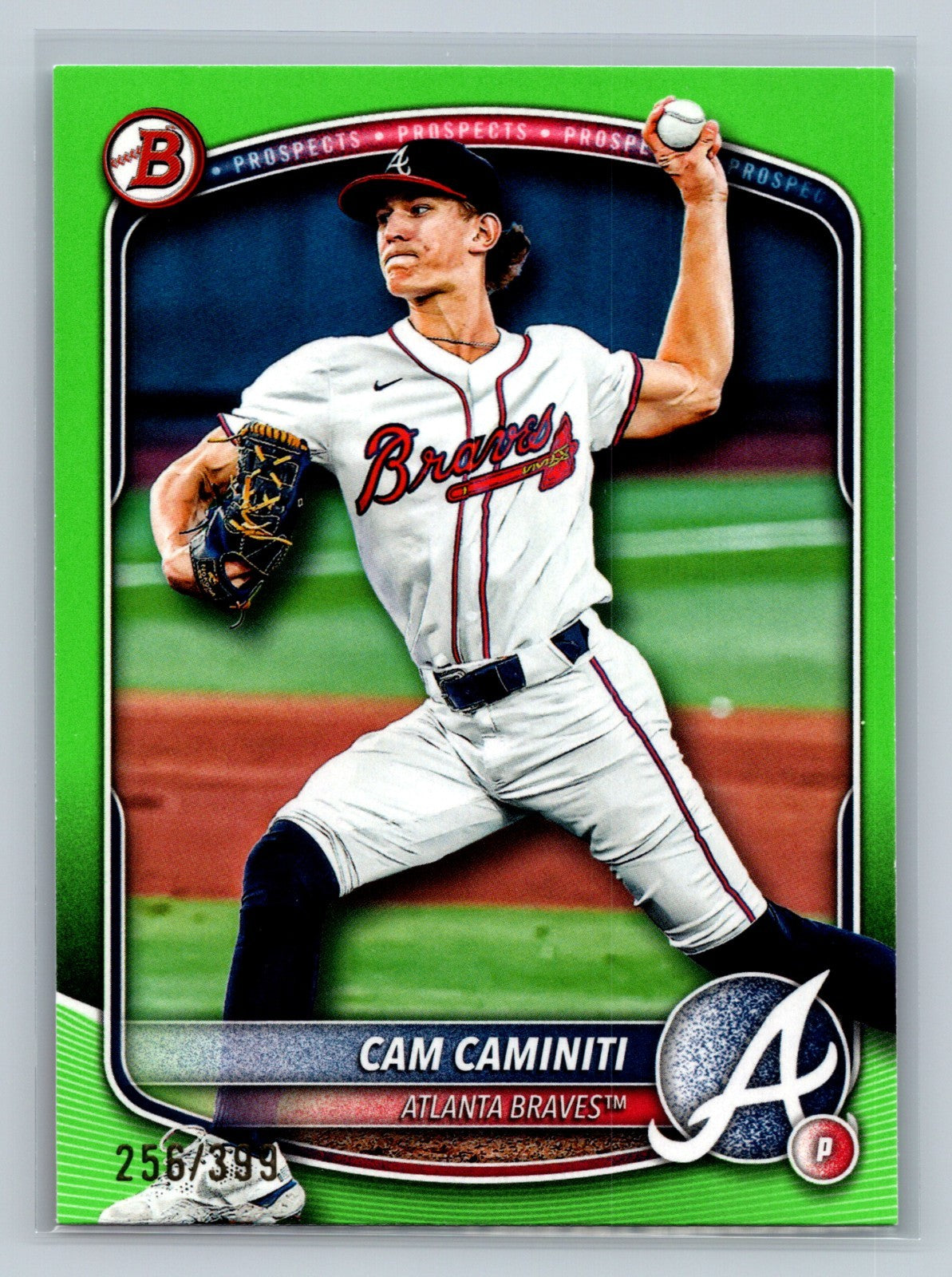 Cam Caminiti 2025 Bowman Paper Prospect Neon Green /399 #BP-46 Braves