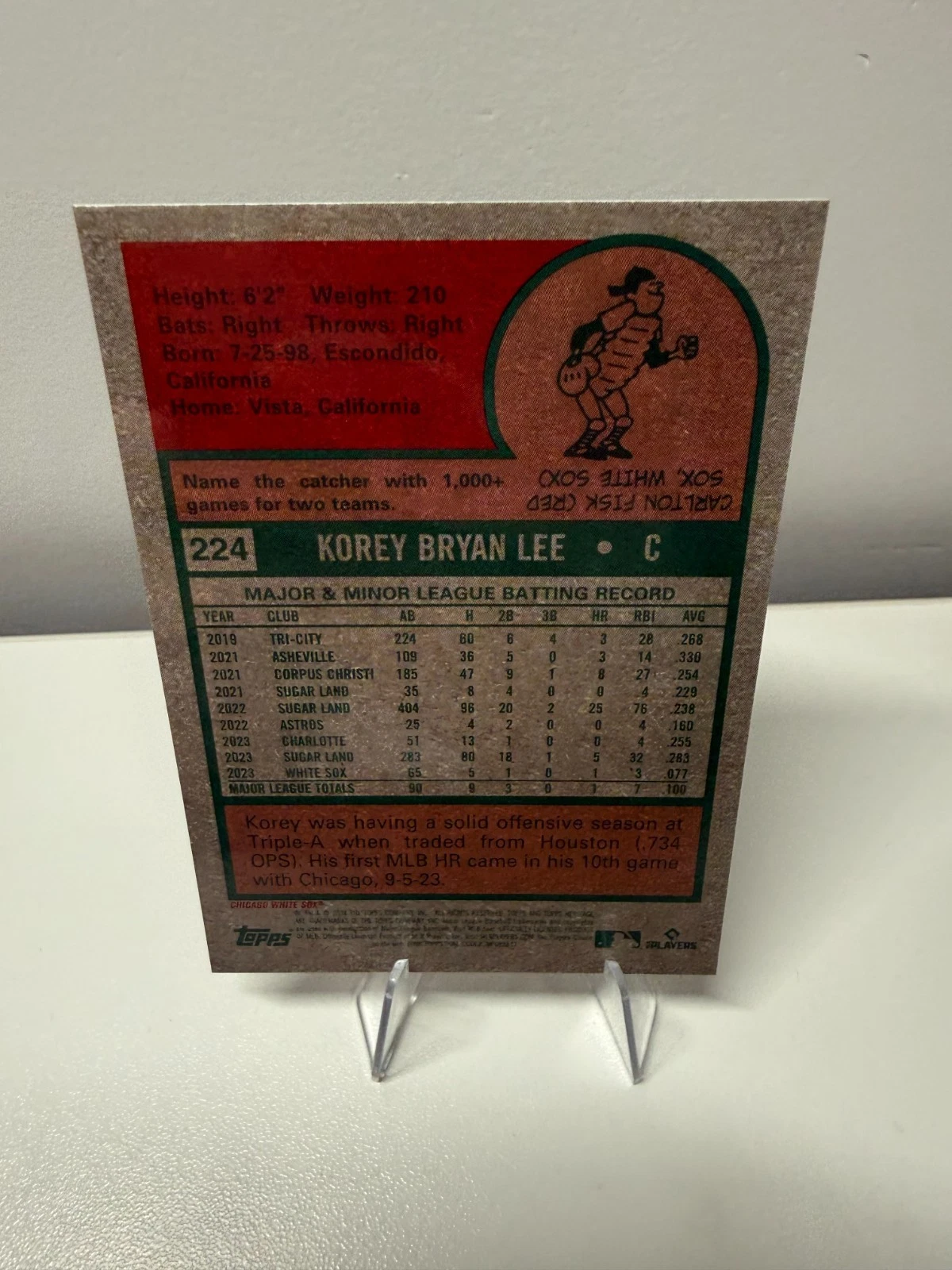 Korey Lee 2024 Topps Heritage Chrome /699 #224 White Sox