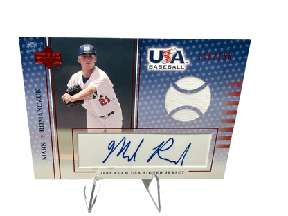 Mark Romanczuk 2003 Upper Deck USA Baseball Blue Ink Auto /150 #J-9