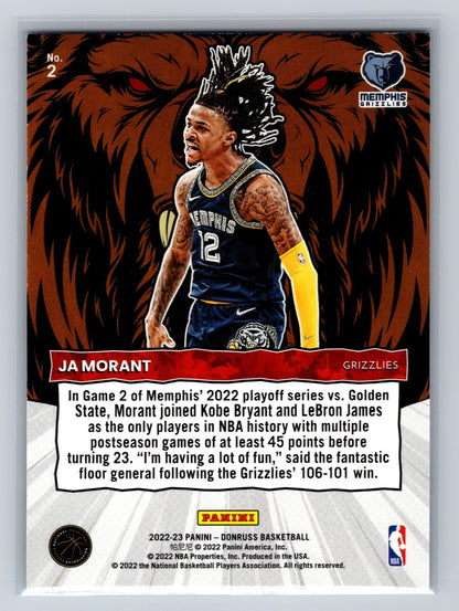 JA Morant 2022-23 Panini Donruss Unleashed #2 Grizzlies