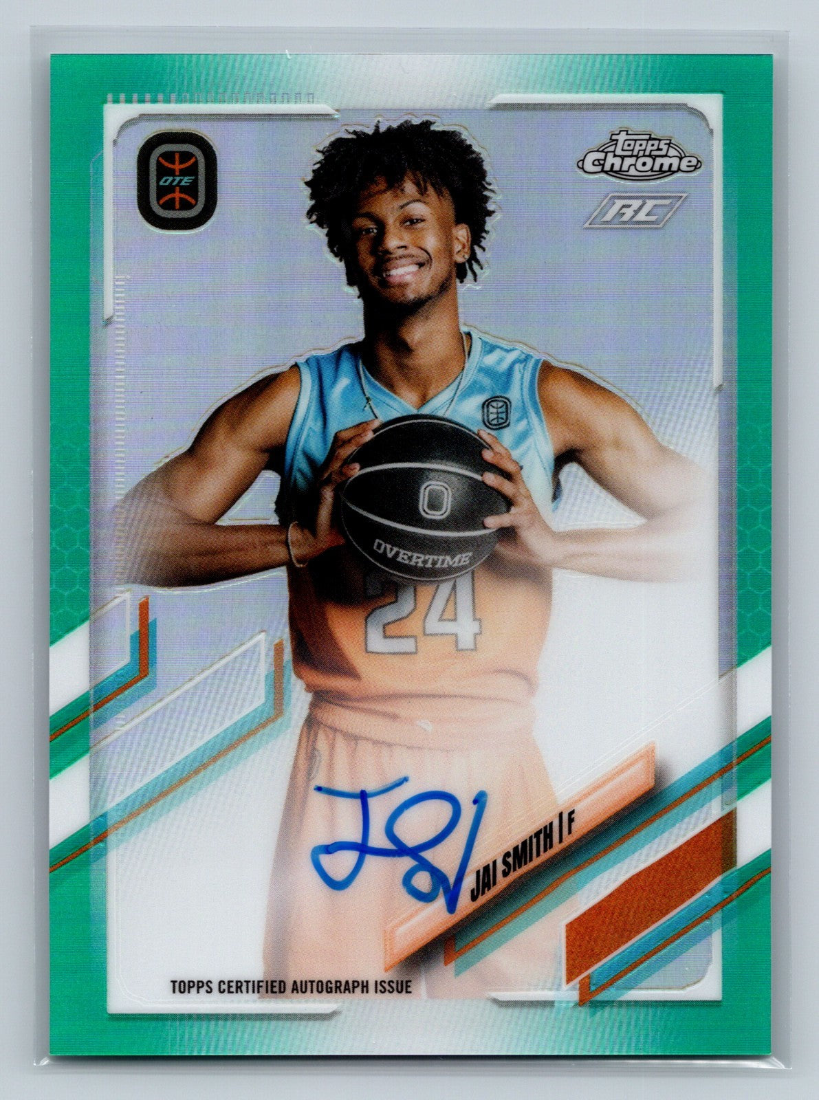 Jai Smith 2022 Topps Chrome Overtime Elite Aqua Refractor Auto RC /99 #CA-JS2