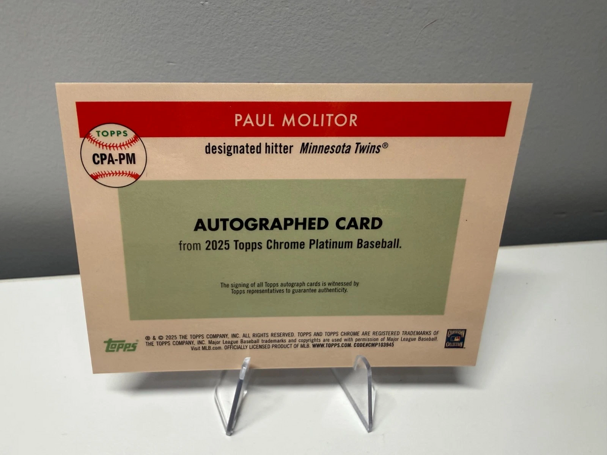Paul Molitor 2023 Topps Chrome Platinum Anniversary Auto Pink Refractor Auto /15