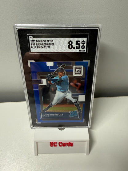 Julio Rodriguez 2022 Donruss Optic Rated Rookie Blue Prizm RC /75 #97 SGC 8.5