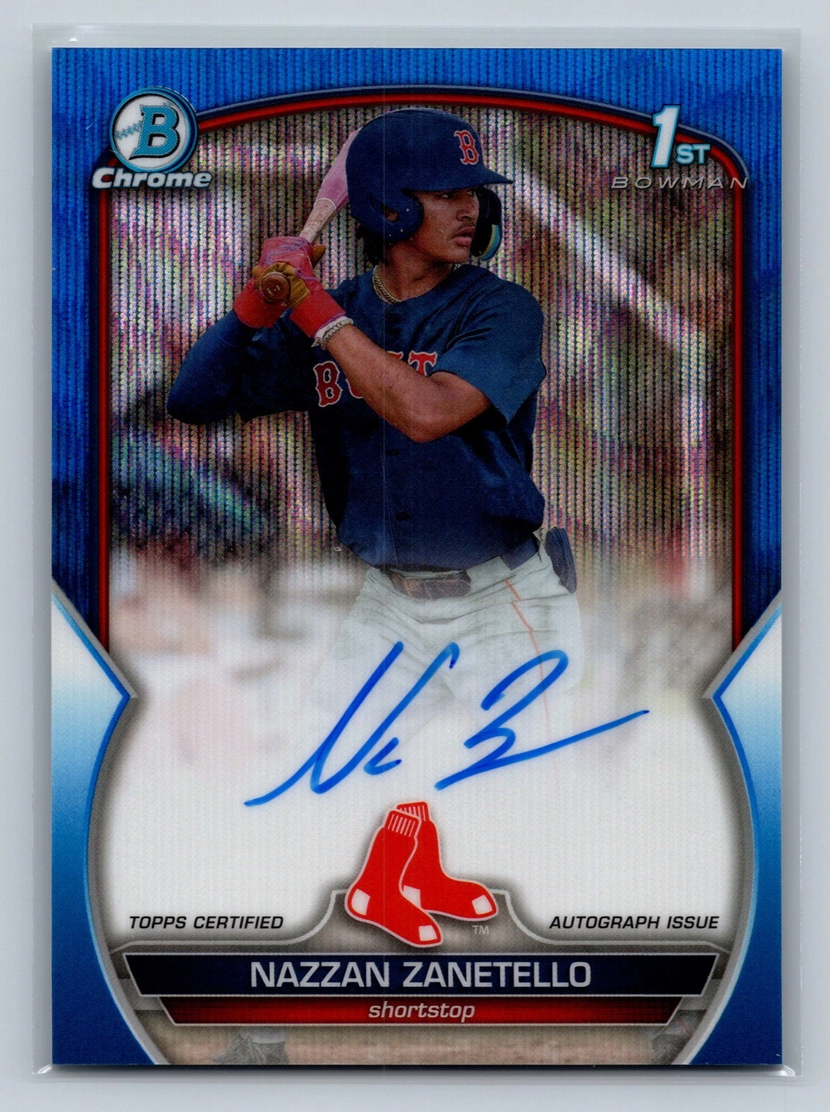 Nazzan Zanetello 2023 Bowman Draft Chrome 1st Blue Wave Refractor Auto /150