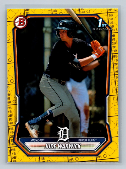 Jude Warwick 2026 Bowman 1st Paper Yellow Pattern /75 #BP-58 Tigers
